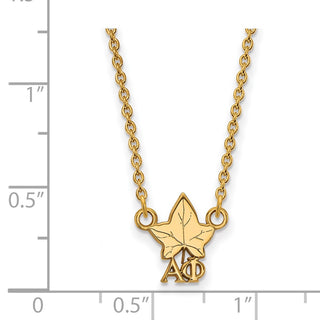 Sterling Silver Gold-plated LogoArt Alpha Phi Sorority Symbol Extra Small Pendant 18 inch Necklace