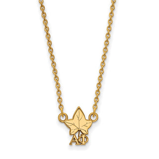 Sterling Silver Gold-plated LogoArt Alpha Phi Sorority Symbol Extra Small Pendant 18 inch Necklace
