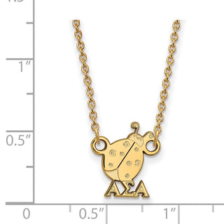 Sterling Silver Gold-plated LogoArt Alpha Sigma Alpha Sorority Symbol Extra Small Pendant 18 inch Necklace