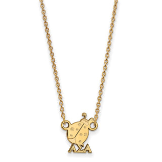 Sterling Silver Gold-plated LogoArt Alpha Sigma Alpha Sorority Symbol Extra Small Pendant 18 inch Necklace