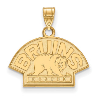 Sterling Silver Gold-plated NHL LogoArt Boston Bruins Small Pendant GP039BRI