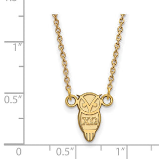 Sterling Silver Gold-plated LogoArt Chi Omega Sorority Symbol Extra Small Pendant 18 inch Necklace