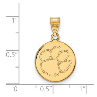 10k Gold LogoArt Clemson University Tiger Paw Medium Disc Pendant