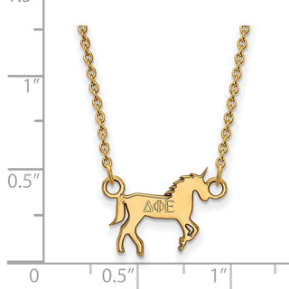 Sterling Silver Gold-plated LogoArt Delta Phi Epsilon Sorority Symbol Extra Small Pendant 18 inch Necklace