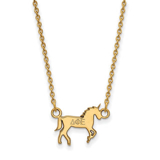 Sterling Silver Gold-plated LogoArt Delta Phi Epsilon Sorority Symbol Extra Small Pendant 18 inch Necklace