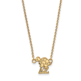 Sterling Silver Gold-plated LogoArt Delta Zeta Sorority Symbol Extra Small Pendant 18 inch Necklace