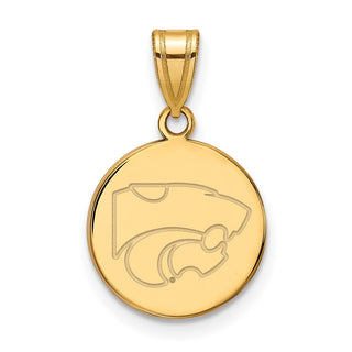 Sterling Silver Gold-plated LogoArt Kansas State University Wildcat Medium Disc Pendant