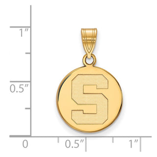 14k Gold LogoArt Michigan State University Letter S Medium Disc Pendant