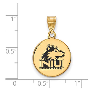 Sterling Silver Gold-plated LogoArt Northern Illinois University N-I-U Huskies Medium Enameled Disc Pendant