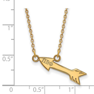 Sterling Silver Gold-plated LogoArt Pi Beta Phi Sorority Symbol Extra Small Pendant 18 inch Necklace