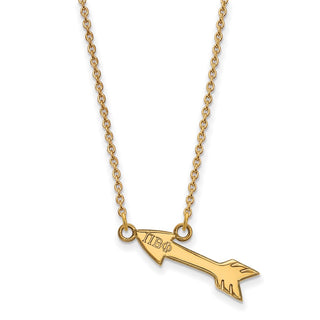 Sterling Silver Gold-plated LogoArt Pi Beta Phi Sorority Symbol Extra Small Pendant 18 inch Necklace