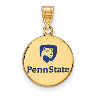 Sterling Silver Gold-plated LogoArt Penn State University Medium Enameled Disc Pendant