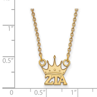 Sterling Silver Gold-plated LogoArt Zeta Tau Alpha Sorority Symbol Extra Small Pendant 18 inch Necklace