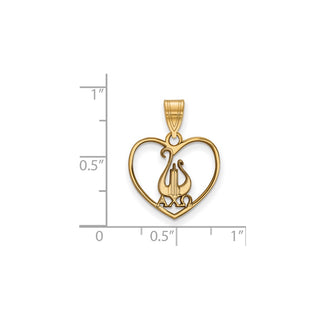 Sterling Silver Gold-plated LogoArt Alpha Chi Omega Sorority Symbol Heart Pendant