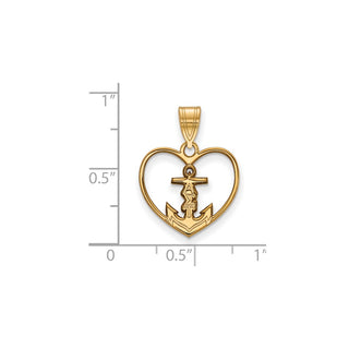 Sterling Silver Gold-plated LogoArt Alpha Sigma Tau Sorority Symbol Heart Pendant