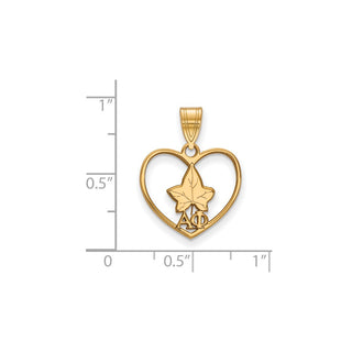 Sterling Silver Gold-plated LogoArt Alpha Phi Sorority Symbol Heart Pendant