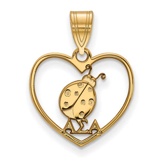 Sterling Silver Gold-plated LogoArt Alpha Sigma Alpha Sorority Symbol Heart Pendant