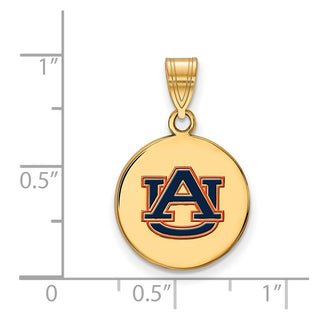Sterling Silver Gold-plated LogoArt Auburn University Medium Enameled Disc Pendant