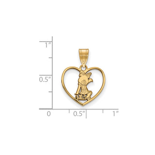Sterling Silver Gold-plated LogoArt Alpha Xi Delta Sorority Symbol Heart Pendant