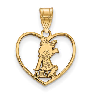 Sterling Silver Gold-plated LogoArt Alpha Xi Delta Sorority Symbol Heart Pendant