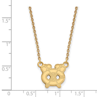 14k Gold NHL LogoArt Chicago Blackhawks Letter C and Tomahawk Small Pendant 18 inch Necklace