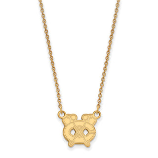 10k Gold NHL LogoArt Chicago Blackhawks Letter C and Tomahawk Small Pendant 18 inch Necklace