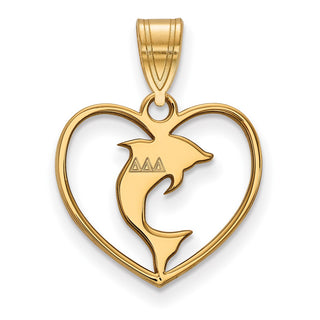Sterling Silver Gold-plated LogoArt Delta Delta Delta Sorority Symbol Heart Pendant