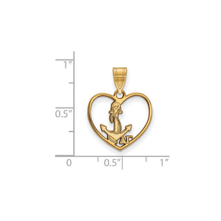 Sterling Silver Gold-plated LogoArt Delta Gamma Sorority Symbol Heart Pendant