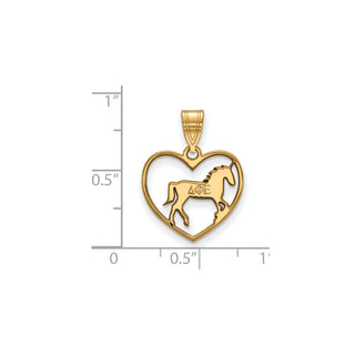 Sterling Silver Gold-plated LogoArt Delta Phi Epsilon Sorority Symbol Heart Pendant