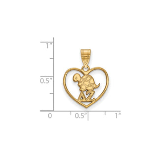 Sterling Silver Gold-plated LogoArt Delta Zeta Sorority Symbol Heart Pendant