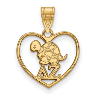 Sterling Silver Gold-plated LogoArt Delta Zeta Sorority Symbol Heart Pendant
