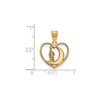 Sterling Silver Gold-plated LogoArt Gamma Phi Beta Sorority Symbol Heart Pendant