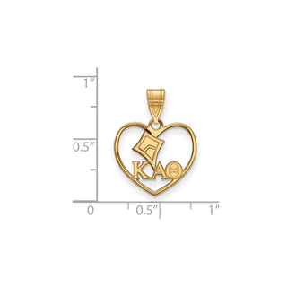 Sterling Silver Gold-plated LogoArt Kappa Alpha Theta Sorority Symbol Heart Pendant