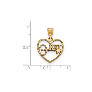 Sterling Silver Gold-plated LogoArt Kappa Kappa Gamma Sorority Symbol Heart Pendant