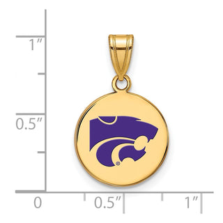 Sterling Silver Gold-plated LogoArt Kansas State U Medium Enameled Disc Pendant