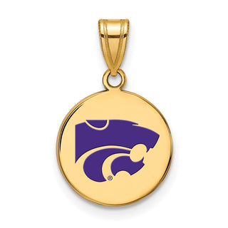Sterling Silver Gold-plated LogoArt Kansas State U Medium Enameled Disc Pendant