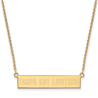 Sterling Silver Gold-plated NHL LogoArt Tampa Bay Lightning Small Bar 18 inch Necklace