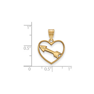 Sterling Silver Gold-plated LogoArt Pi Beta Phi Sorority Symbol Heart Pendant