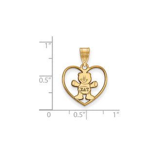 Sterling Silver Gold-plated LogoArt Sigma Delta Tau Sorority Symbol Heart Pendant