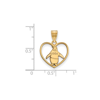 Sterling Silver Gold-plated LogoArt Theta Phi Alpha Sorority Symbol Heart Pendant