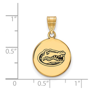 Sterling Silver Gold-plated LogoArt University of Florida Gator Medium Enameled Disc Pendant
