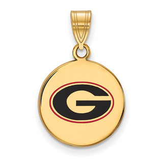 Sterling Silver Gold-plated LogoArt University of Georgia Letter G Medium Enameled Disc Pendant