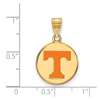 Sterling Silver Gold-plated LogoArt University of Tennessee Letter T Medium Enameled Disc Pendant
