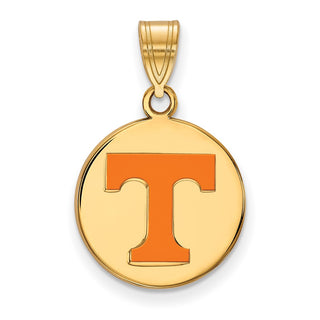 Sterling Silver Gold-plated LogoArt University of Tennessee Letter T Medium Enameled Disc Pendant