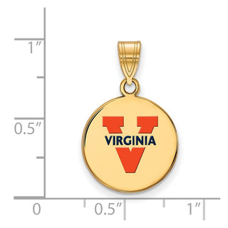 Sterling Silver Gold-plated LogoArt University of Virginia Medium Enameled Disc Pendant