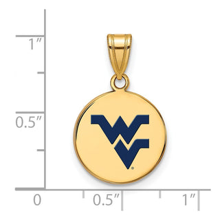 Sterling Silver Gold-plated LogoArt West Virginia University W-V Medium Enameled Disc Pendant