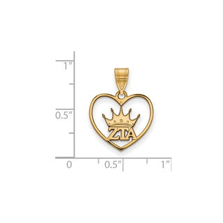 Sterling Silver Gold-plated LogoArt Zeta Tau Alpha Sorority Symbol Heart Pendant