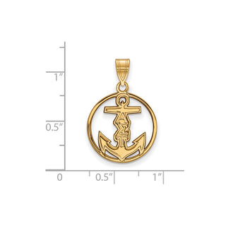 Sterling Silver Gold-plated LogoArt Alpha Sigma Tau Sorority Symbol Medium Circle Pendant