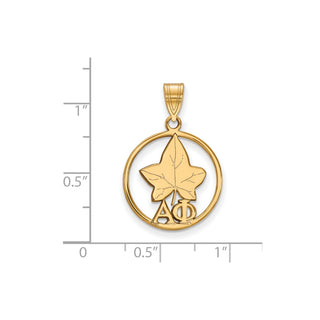 Sterling Silver Gold-plated LogoArt Alpha Phi Sorority Symbol Medium Circle Pendant