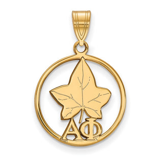 Sterling Silver Gold-plated LogoArt Alpha Phi Sorority Symbol Medium Circle Pendant